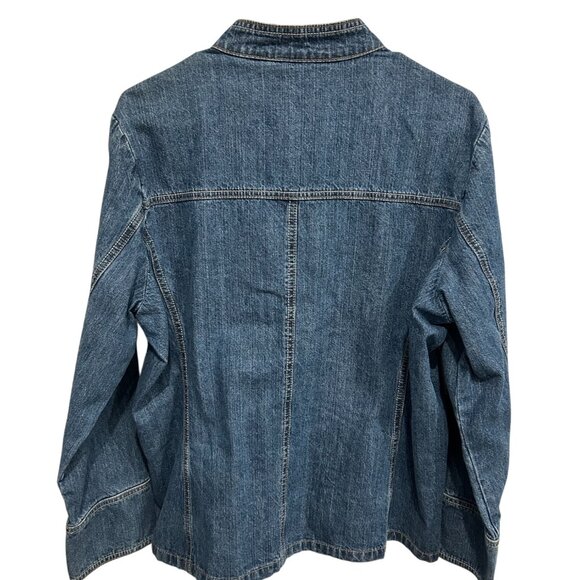 Bill Blass Jeans Denim Button Front Jacket Denim Blue Size XL Petite Classic - Picture 2 of 10